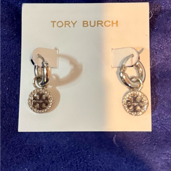 Tory Burch Silver Logo Earrings - Picture 3 of 3